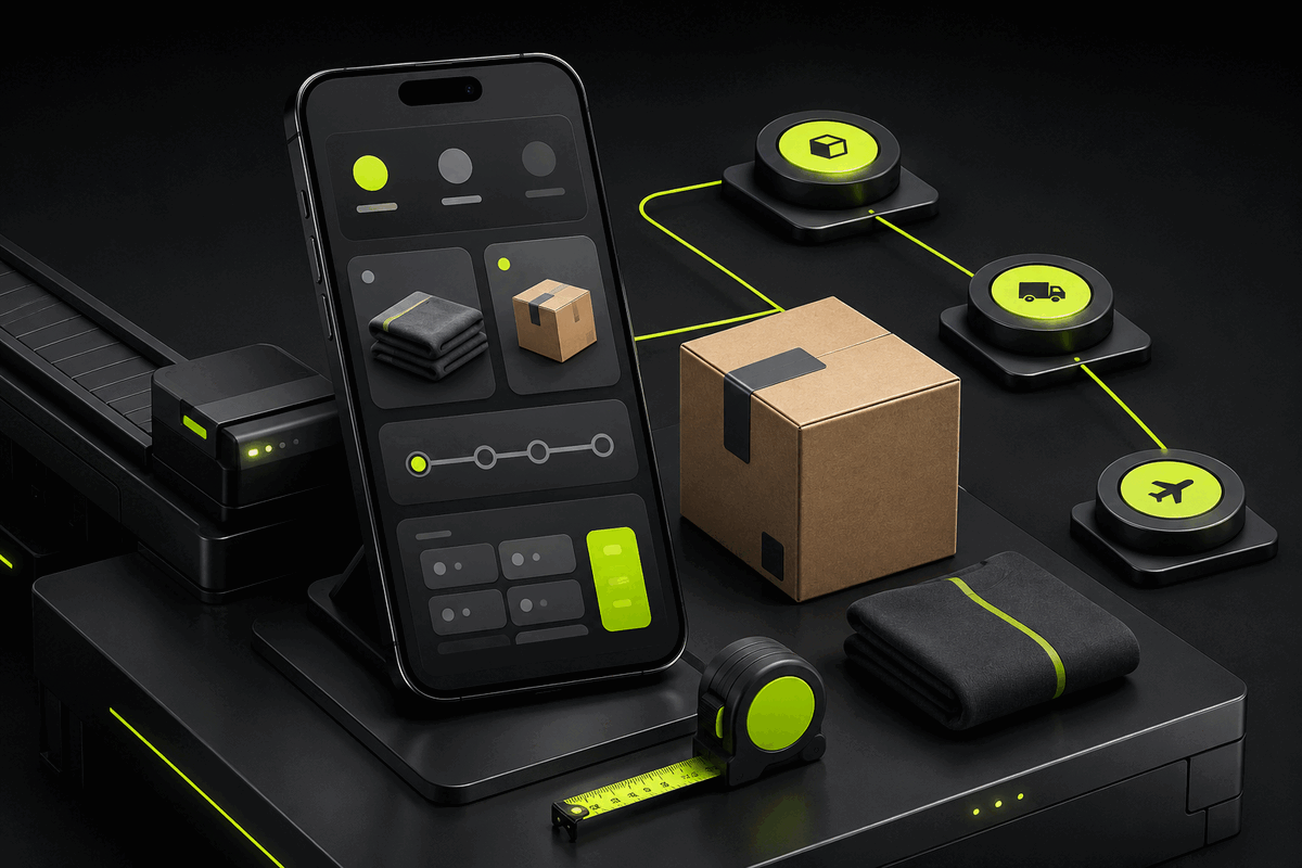 Dark mobile order control station with product, warehouse parcel and shipping decision modules